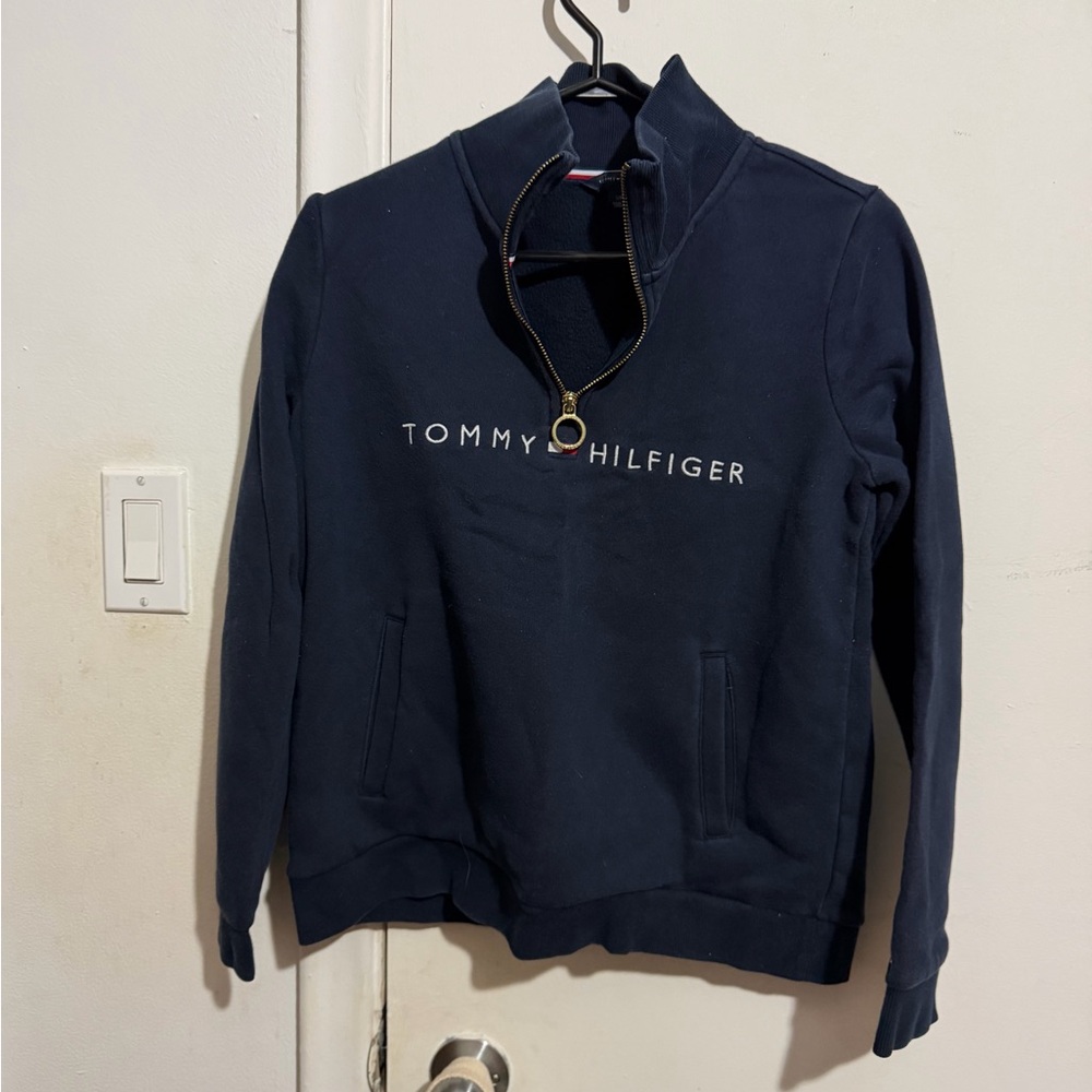 Tommy Hilfiger Navy Pullover with Signature Trim